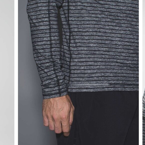 Lululemon Surge Warm 1/2 Zip Raven Stripe Black Heathered Black Ptp 21.5 - Picture 7 of 10